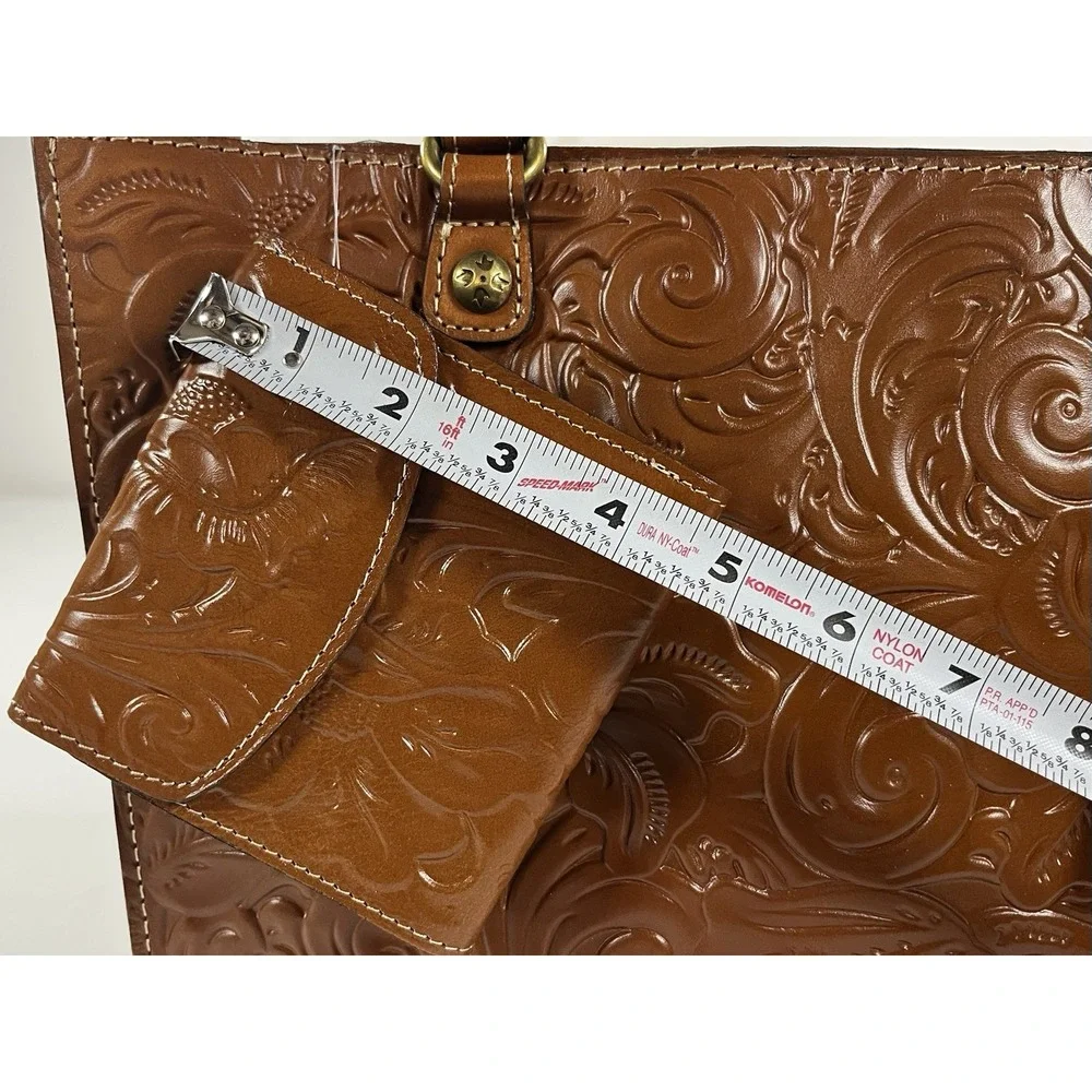 Patricia Nash Zancona Tote Reiti Wallet Bundle New Tooled Brown Leather Handbag